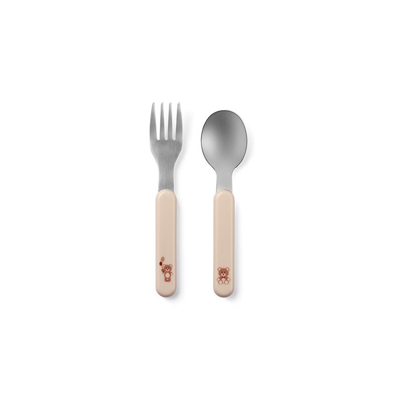Cubiertos Infantiles Babyono de Acero Inoxidable Beige