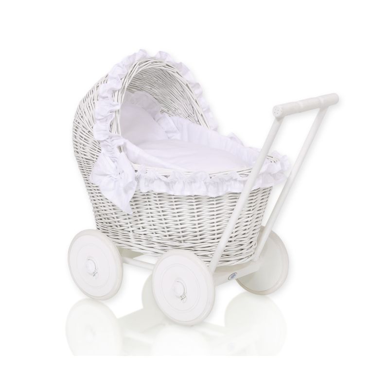 Carrito de Muñecas My Sweet Baby - Mimbre Blanco y Ropa Suave