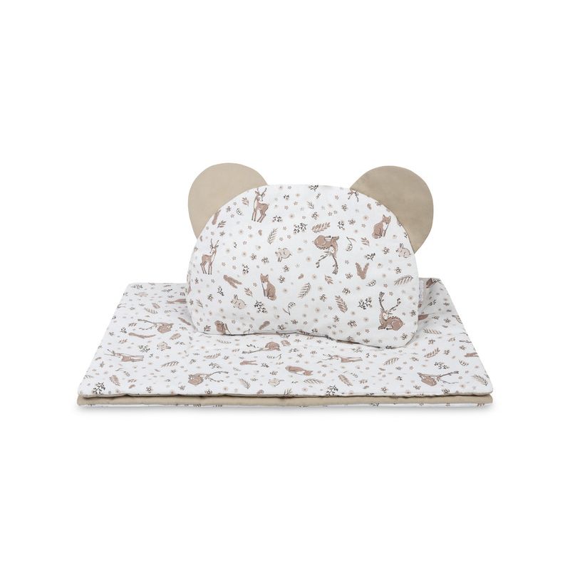 Juego de Paseo Sensillo: Manta y Almohada Algodón Beige