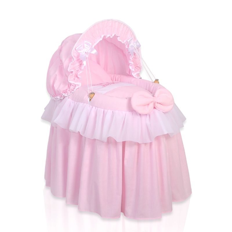 Moisés de Mimbre My Sweet Baby para Muñecas con Capota Rosa
