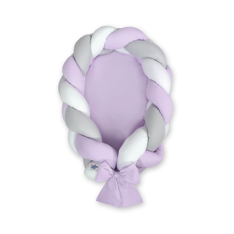 Nido trenzado 2 en 1 My Sweet Baby - Blanco, Lila y Gris
