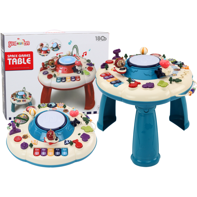 Mesa Educativa Interactiva Infantil con Piano y Tambor Azul