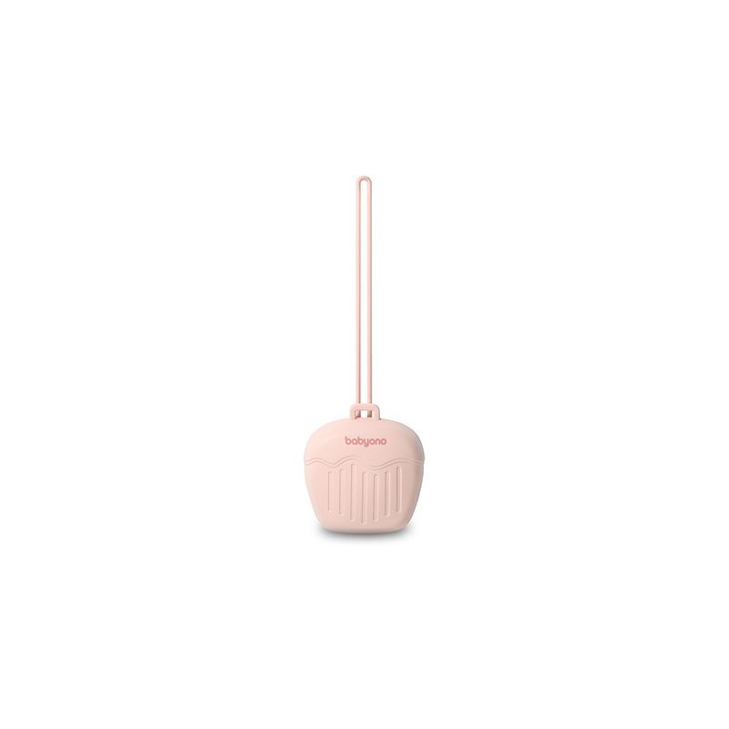 Portachupetes de silicona Babyono en rosa, práctico y seguro