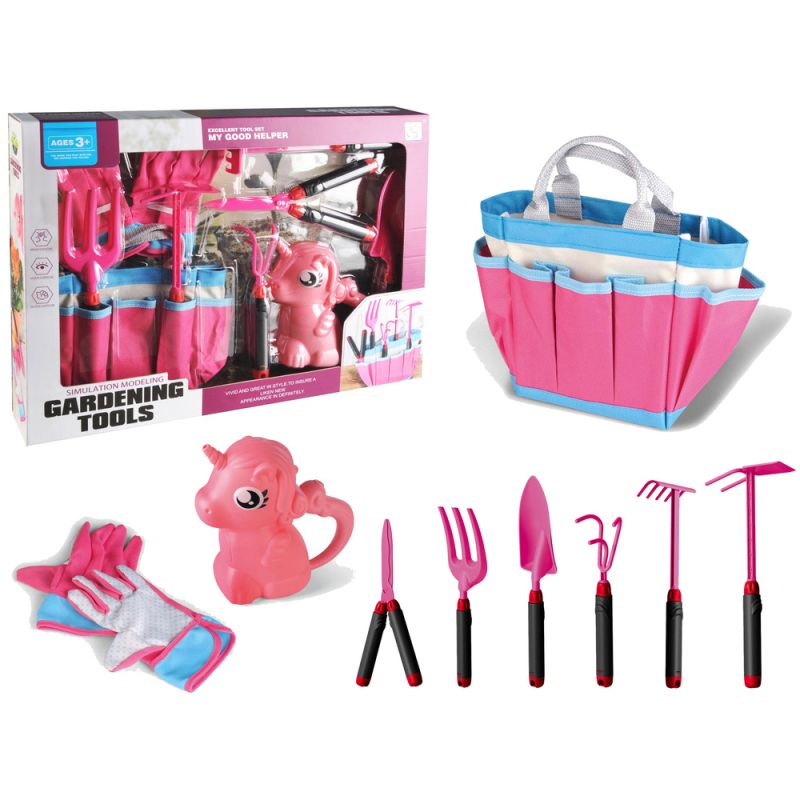 Kit de Jardinería con Bolsa y Herramientas Unicornio Rosa