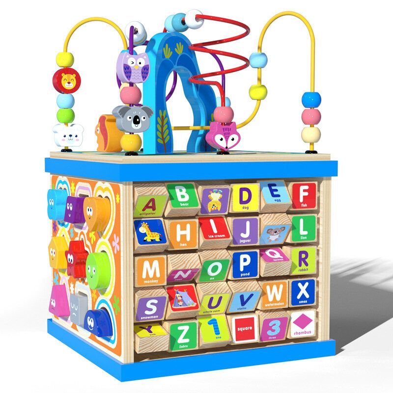 Rompecabezas Educativo Cubo de Madera con Letras y Números