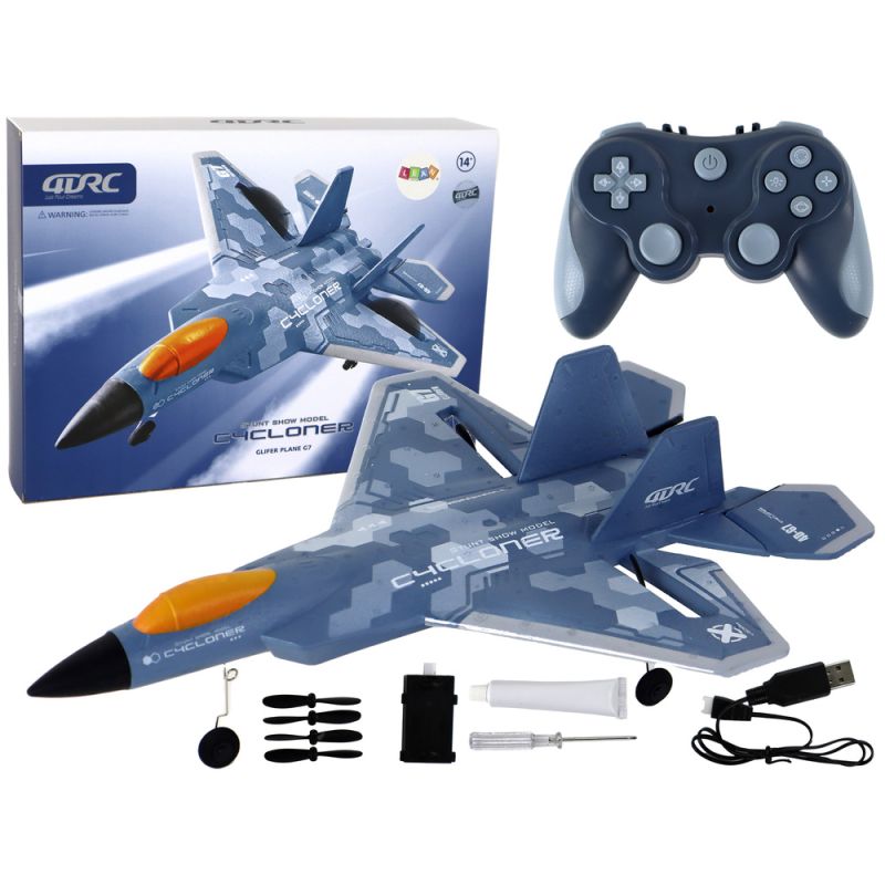Avión Radiocontrol 4D-G7 con Luces Grande Azul