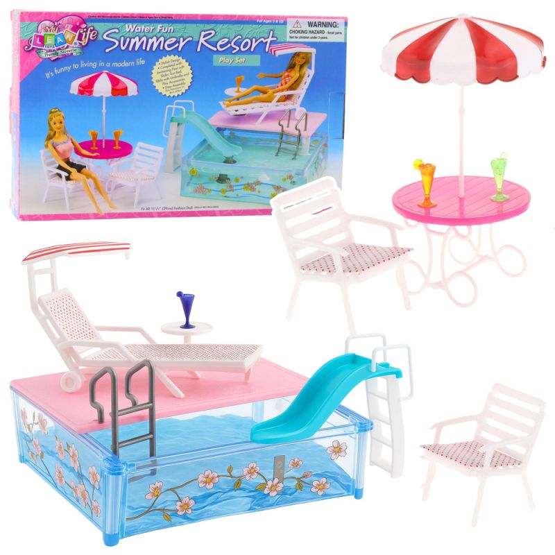 Set de Muñecas Resort de Verano con Piscina y Tobogán
