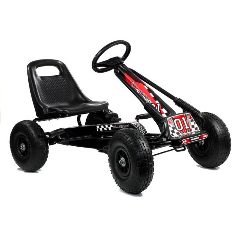 Go Kart infantil A-15 Lean Cars negro a pedales, vista frontal