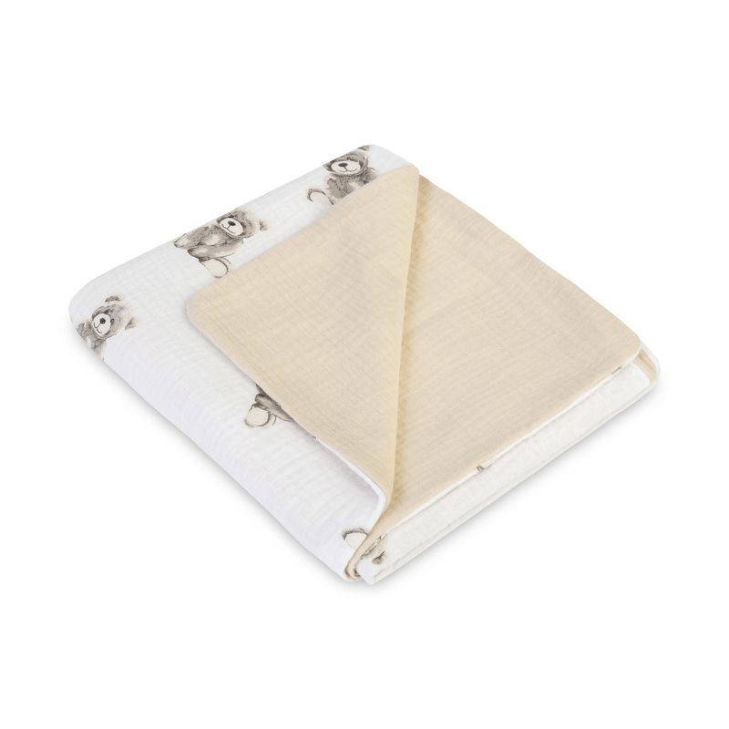 Manta muselina crushed Teddy beige Sencillo 75x100 cm extendida