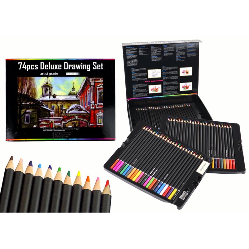 Set de Dibujo con Lápices de Colores en Caja de 74 piezas XXL