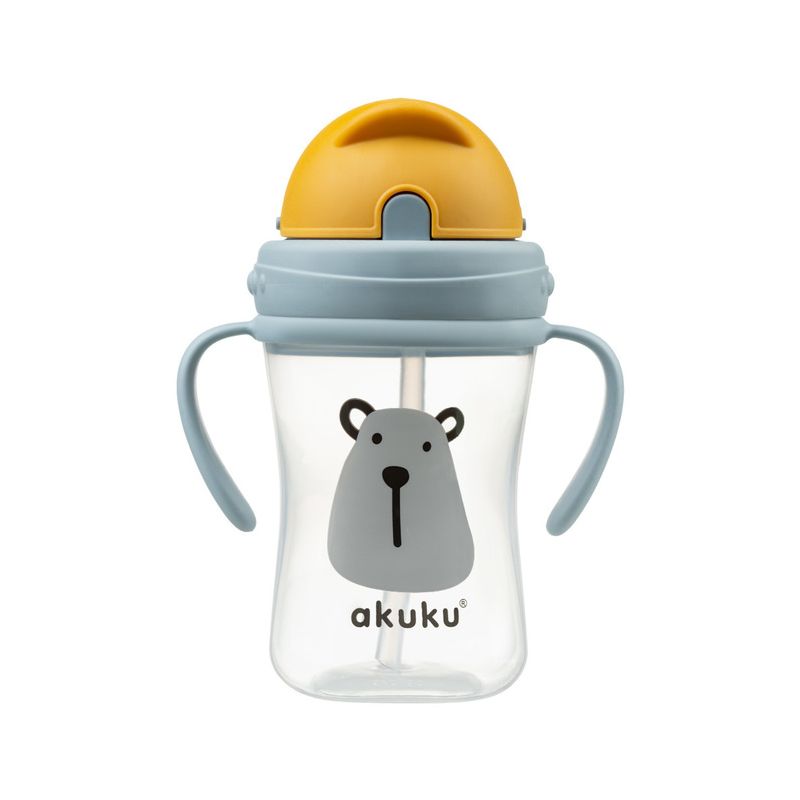 Botella de Agua con Popote Retráctil Oso Akuku - 300 ml