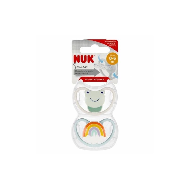 Chupetes de Silicona Nuk Space Frog 0-6 meses - 2 unidades