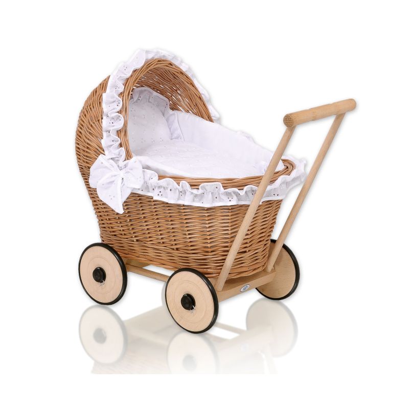 Carrito de muñeca My Sweet Baby Aurora - Natural, mimbre y madera