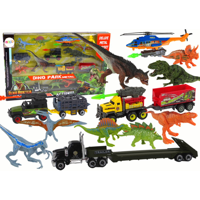 Set de Vehículos de Helicóptero y Dinosaurios - 8 Piezas Coloridas