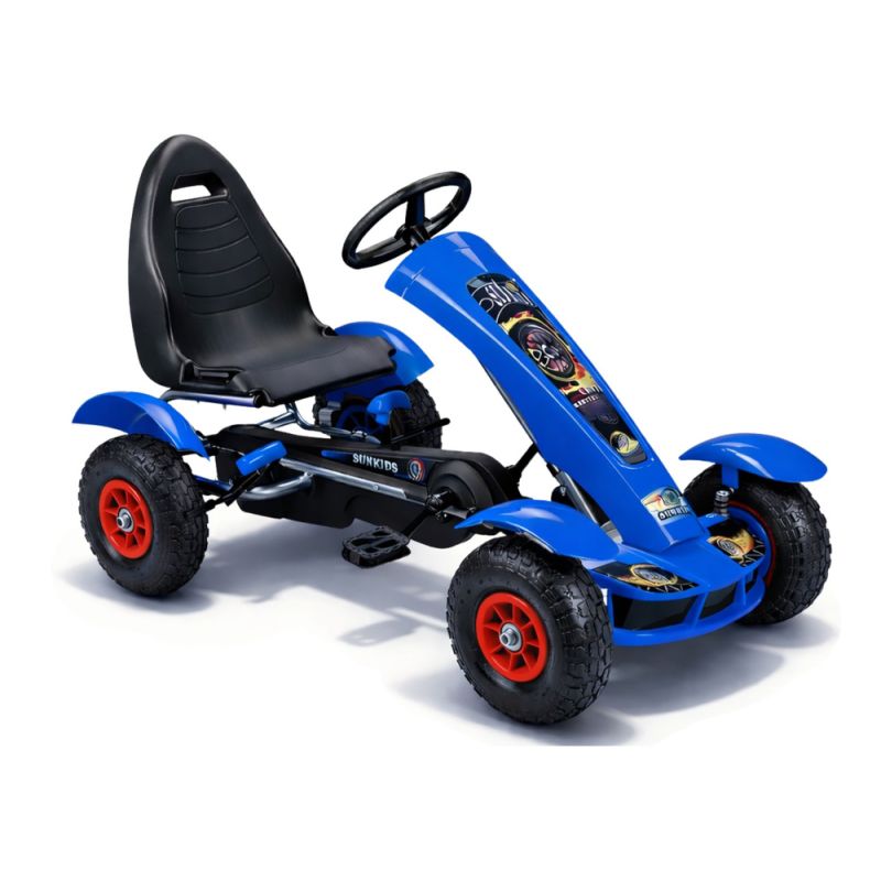 Go-Kart de Pedales Infantil Azul con Ruedas Inflables