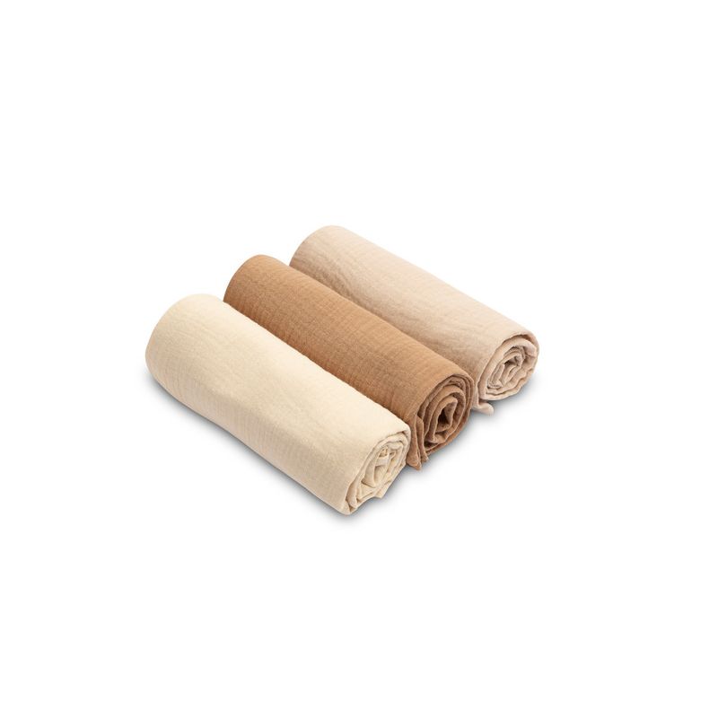 Pañales de Muselina Sensillo - Pack de 3, Color Marrón