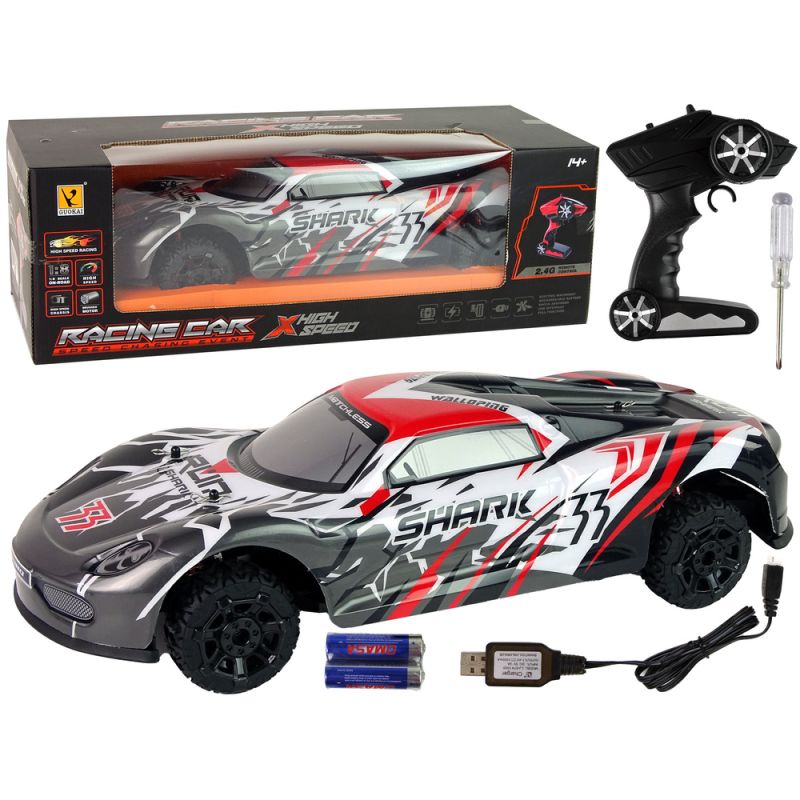 Coche Deportivo R/C 1:8 Gris Blanco