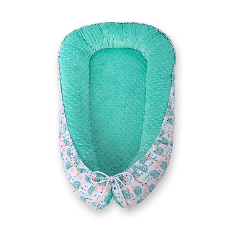Baby Nest Double-sided Premium Cocoon For Infants Bobono Minky- Hedgehogs Mint