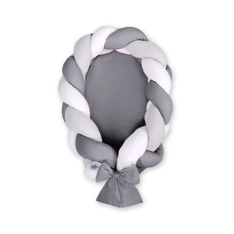 Nido trenzado 2 en 1 My Sweet Baby - Blanco y gris