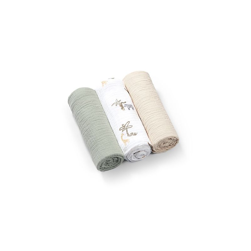 Paquete de 3 Pañales Muselina Crinkle Babyono - Verde