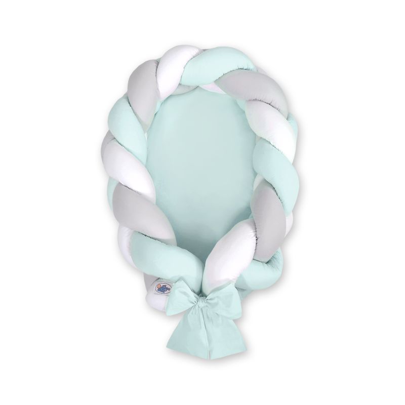 Nido trenzado 2 en 1 My Sweet Baby - Blanco, gris y menta