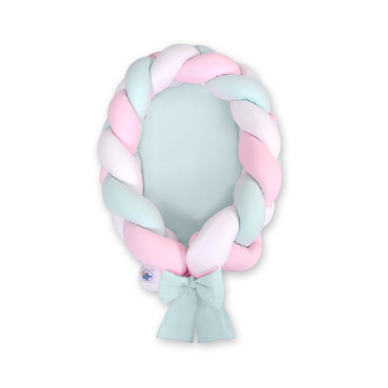 Cuna Nido Trenzado 2 en 1 My Sweet Baby - Blanco, Rosa y Menta