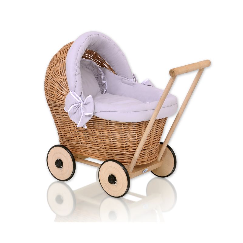 Carrito de Muñecas de Mimbre My Sweet Baby con Ropa de Cama
