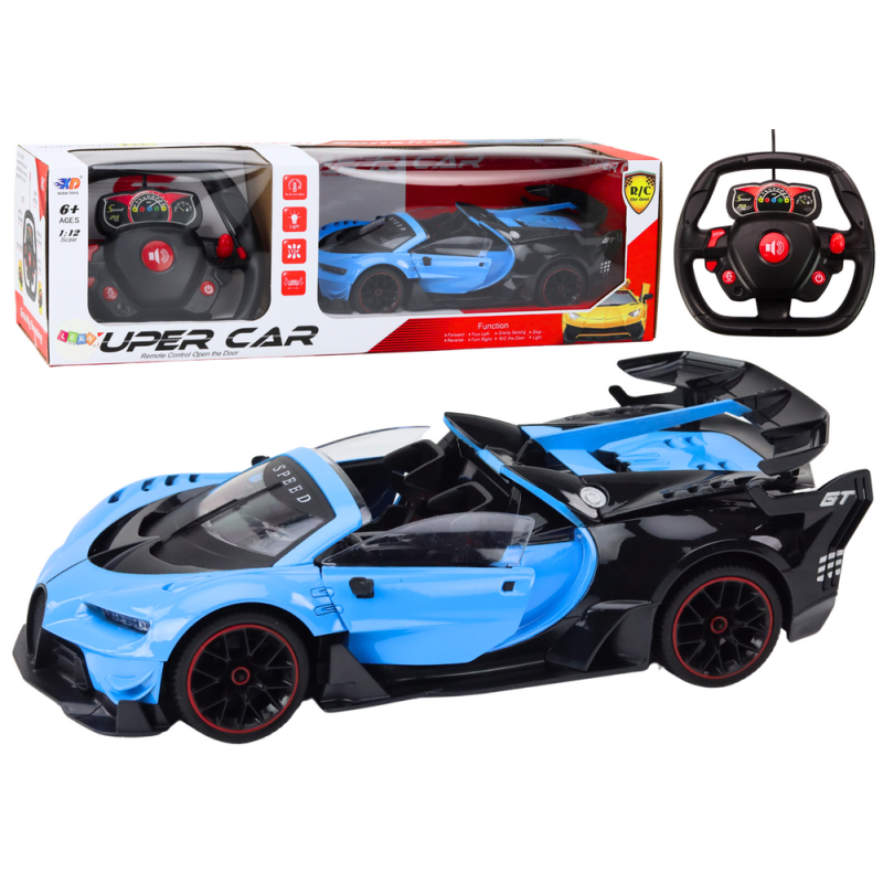 Coche Deportivo Control Remoto RC 1:12 con Puertas Abiertas Azul