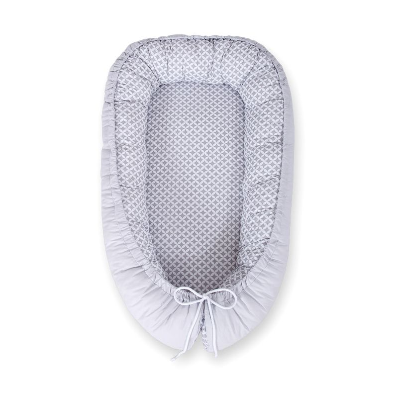 Baby Nest Double-sided Premium Cocoon For Infants Bobono- Grey Rosette /grey