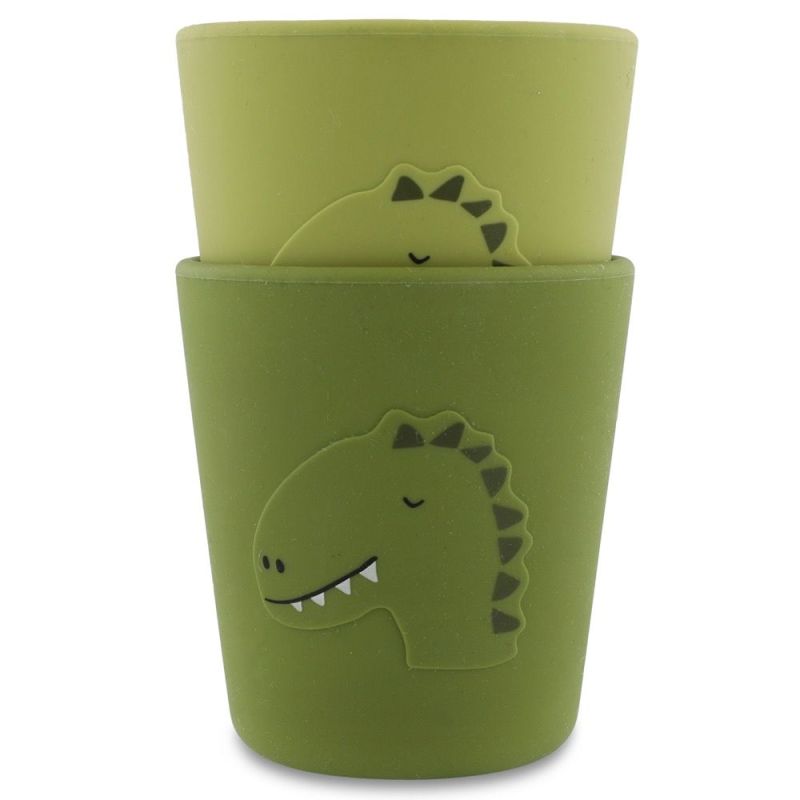 Vasos de silicona Trixie Mr. Dino 2-pack para bebés