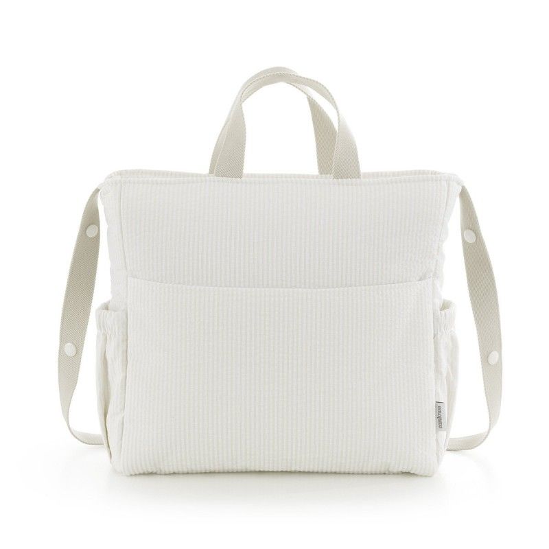 Bolso maternal Pack Regent Cambrass color crema, vista frontal