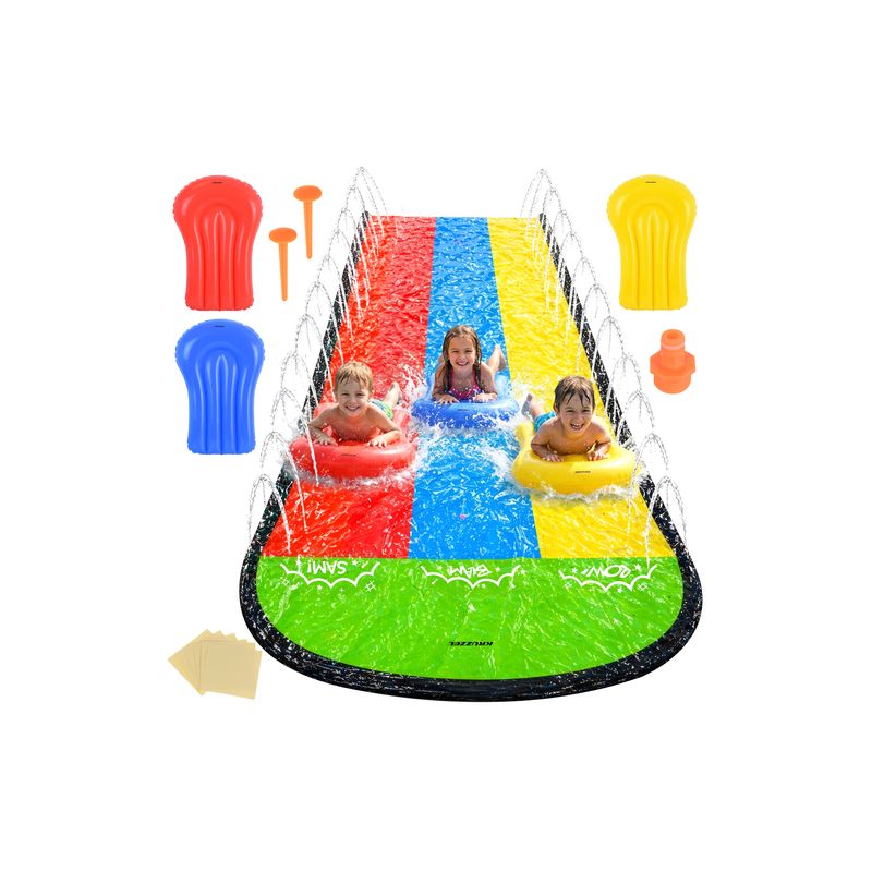 Tobogán de Agua Infantil Kruzzel con Fuente Triple Pista