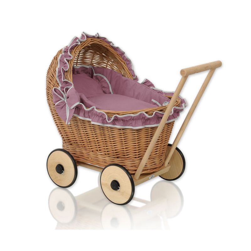 Cochecito de Muñecas My Sweet Baby de Mimbre Rosa Natural
