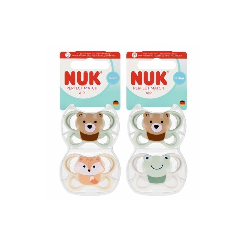 Chupete de Silicona NUK AIR 0-6 meses - Diseño Oso y Rana