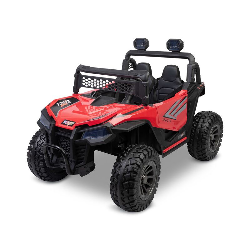 Coche eléctrico infantil off-road Blaze rojo biplaza IKS vista tres cuartos