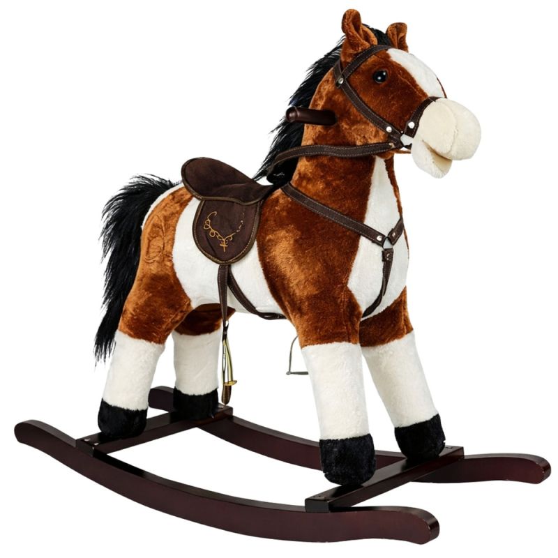 Caballito de Madera Rocking Horse con Sonidos 74 cm Marrón Oscuro