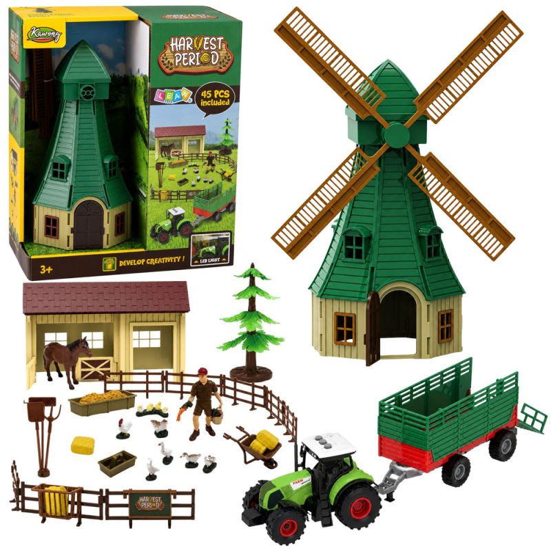 Set de Granja con Tractor y Molino LED, 45 Piezas
