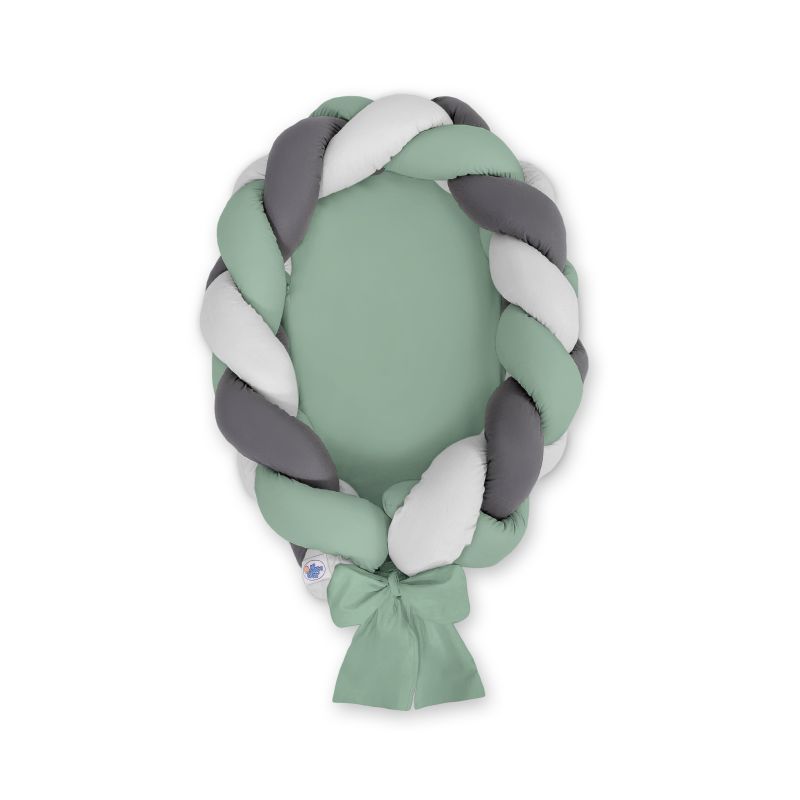 Braided Baby Nest 2 In 1 - Pastel Green - Gray - Anthracite