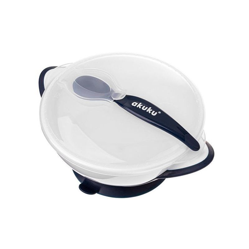 Bol de alimentación con ventosa y cuchara Akuku - Navy