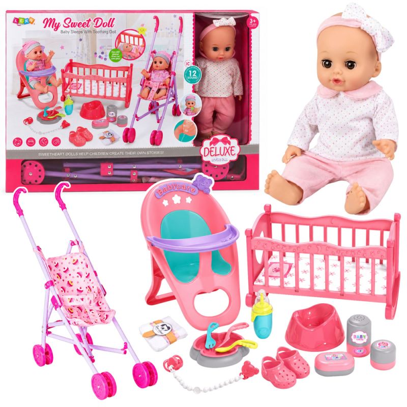 Muñeca Interactiva 3 en 1 con Carrito y Accesorios