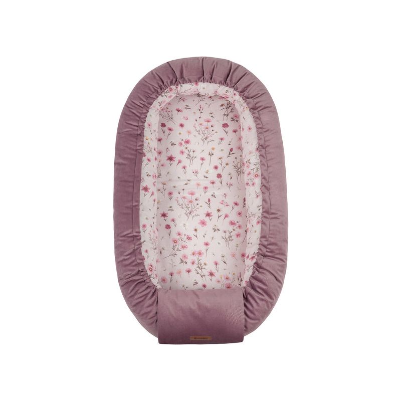 Nido de Bebé Reversible Velvet Bloom Rosa 80x45 – Cocoon Ajustable y Acolchado