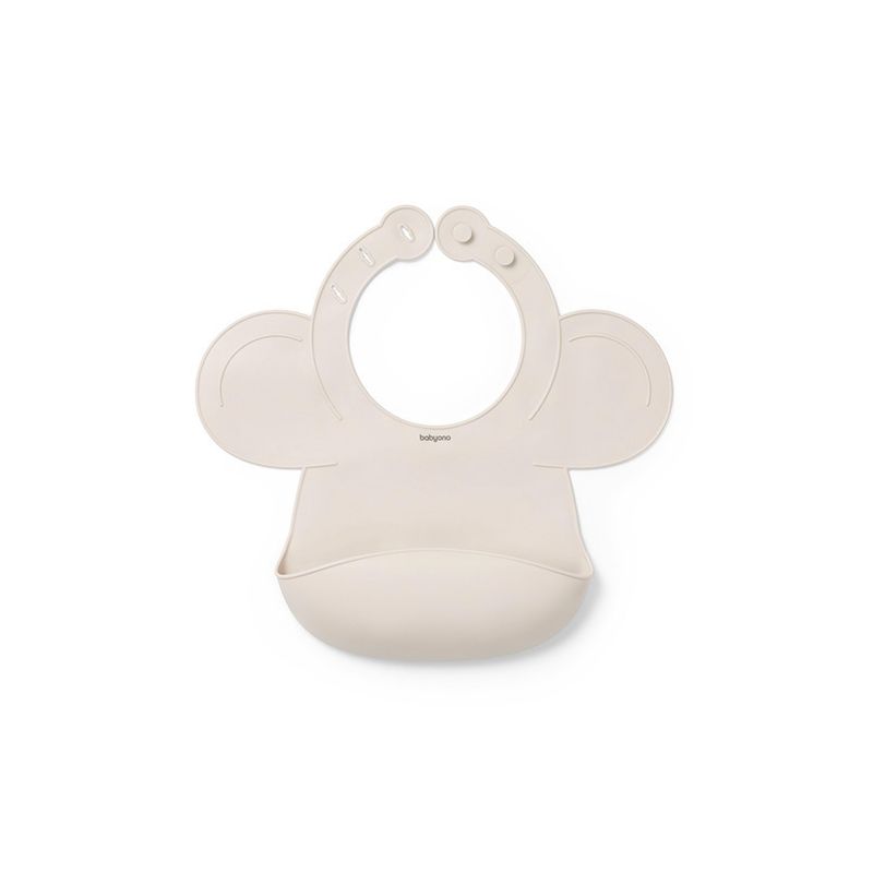 Babero de Silicona Ajustable Beige Babyono para Bebés