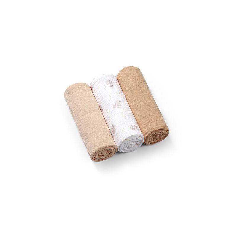 Paquete de 3 Pañales Muselina Suave Babyono Beige
