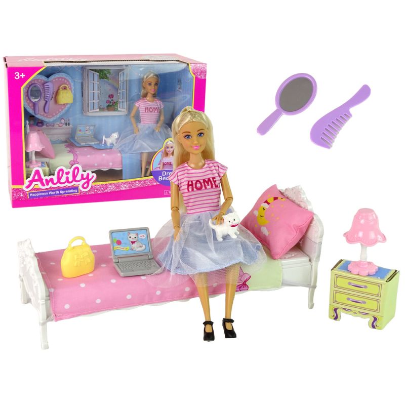Muñeca Anlily con Muebles de Dormitorio para Niños