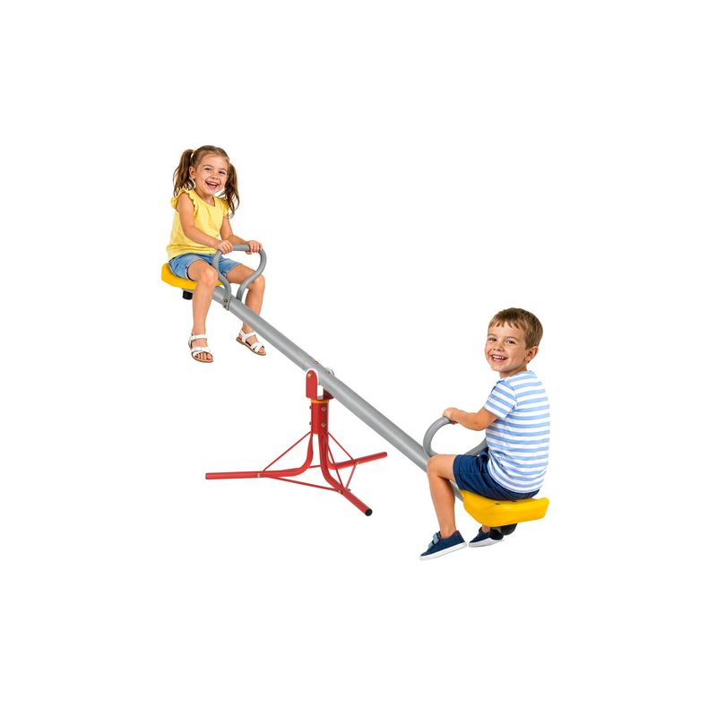 Balancín Sube y Baja de Jardín 2 en 1 Giratorio 360° para 2 Niños 75 kg Metal Kruzzel