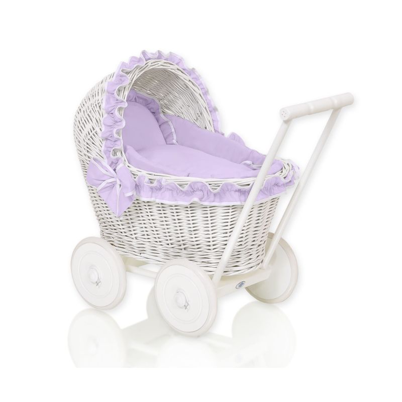 Carrito de Muñecas My Sweet Baby de Mimbre con Ropa Lila