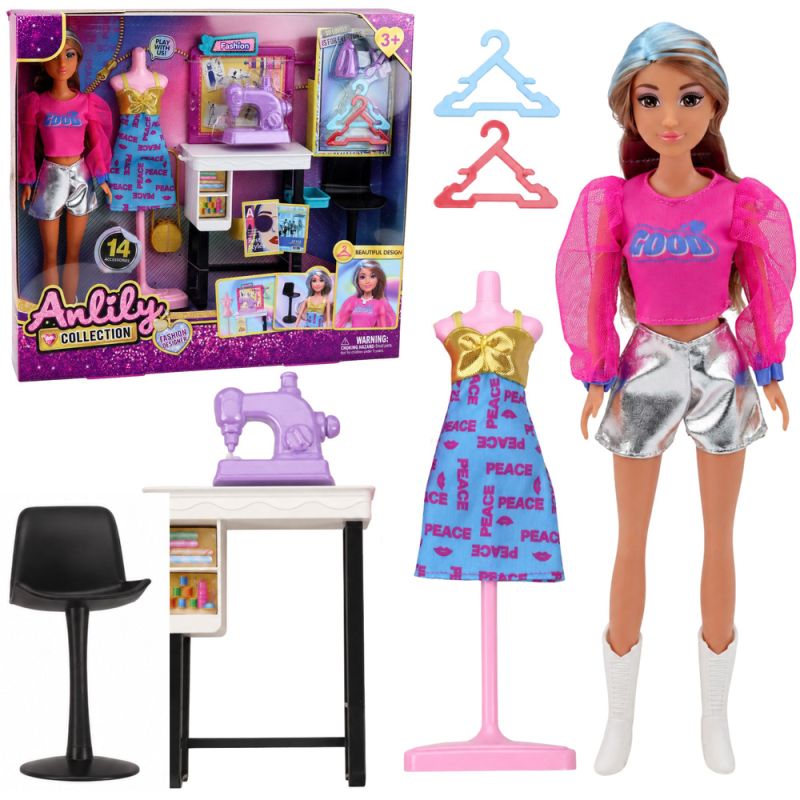 Muñeca Diseñadora de Moda con Máquina de Coser y Accesorios