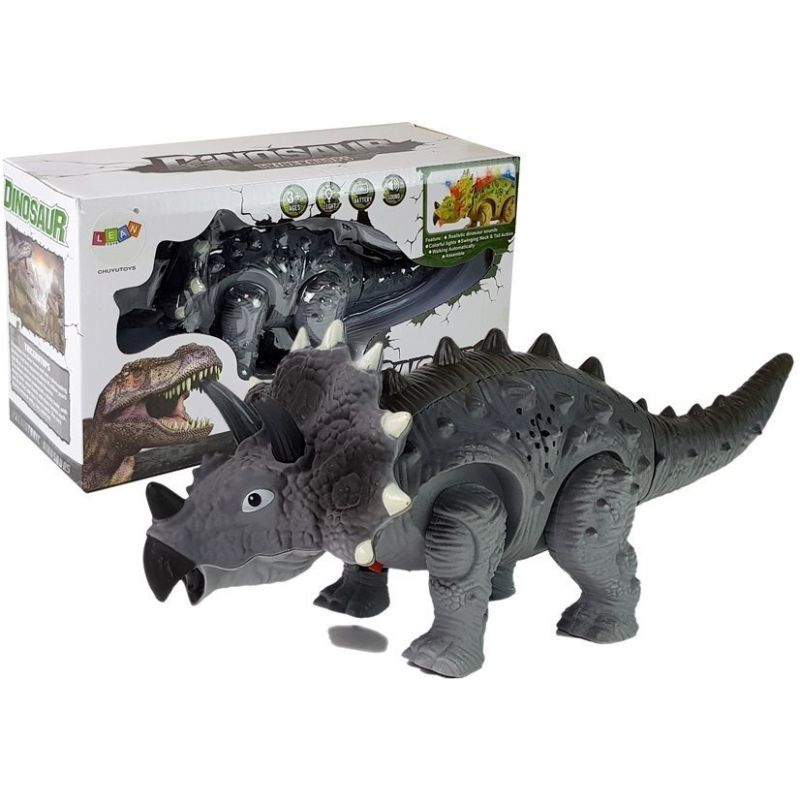 Dinosaurio Triceratops a Pilas con Luz y Sonido