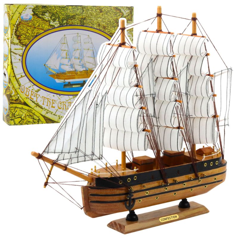 Modelo decorativo de barco velero de tres mástiles 39x36cm