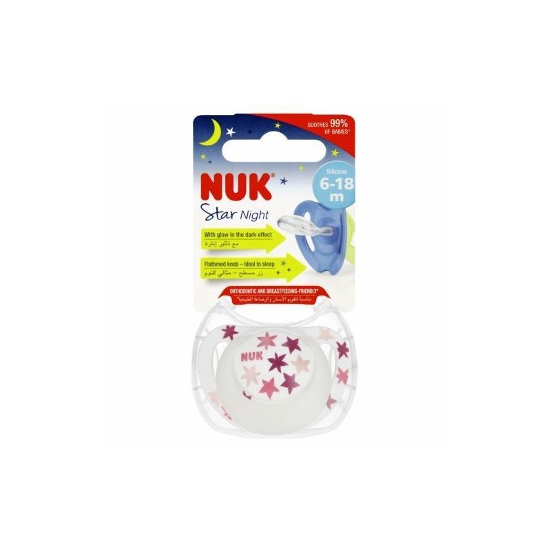 Chupete de silicona Nuk Star Night 6-18 meses